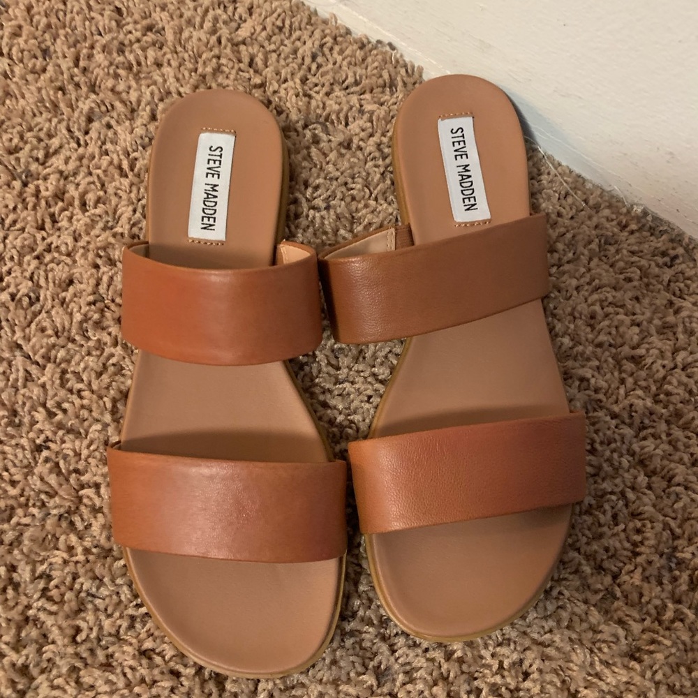 Steve Madden Leather Slide Sandals (brand new!)